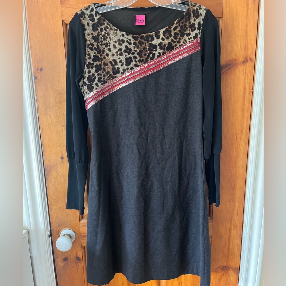 Save the Queen Animal Print Long Sleeve Dress